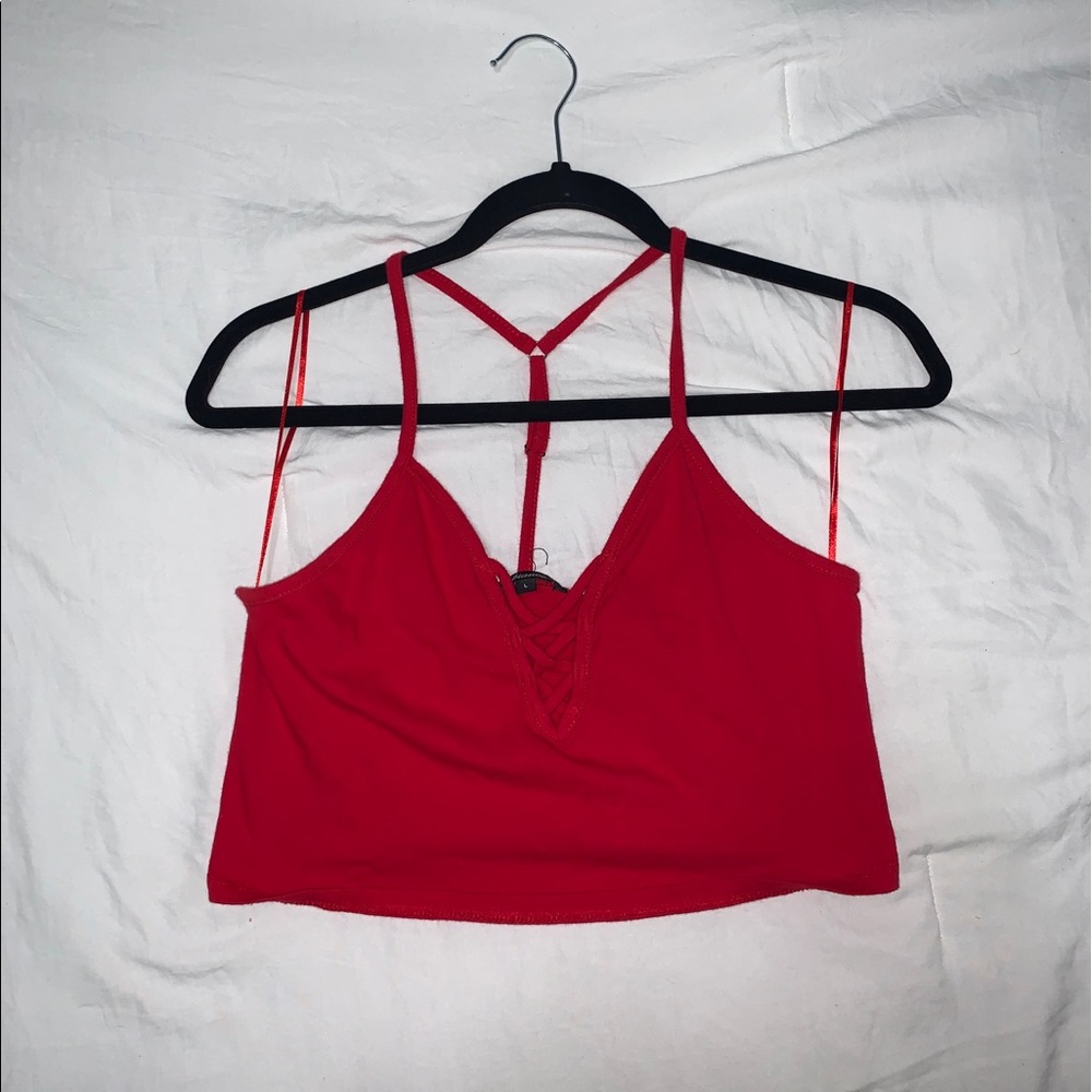 Lace Up Red Tank Top/Bandeau Crop Top